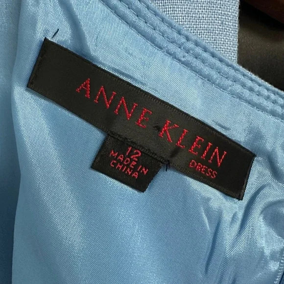 Anne Klein Blue 100% Linen Sleeveless Sheath Dress Size 12 Spring Easter Career - Picture 3 of 8